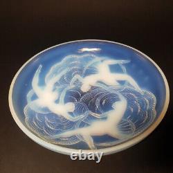 Over Sized Sabino French Art Deco Nude Opaline Glass Female Large Bowl 1930s