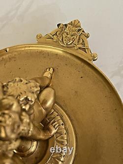 PAIR 19th c. FRENCH DORE BRONZE BOHEMIAN MOUNTED ETCHED GLASS VASES HENRI PICARD