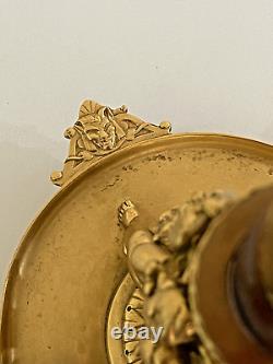 PAIR 19th c. FRENCH DORE BRONZE BOHEMIAN MOUNTED ETCHED GLASS VASES HENRI PICARD
