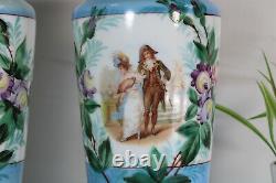 PAIR antique french gorgeous opaline glass romantic vases