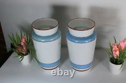 PAIR antique french gorgeous opaline glass romantic vases