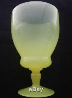 PORTIEUX VALLERYSTHAL Glass Yellow Opaline Footed Vase