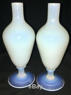 Pair 1920's Vintage French Sevres France Opalescent Art Glass Vases