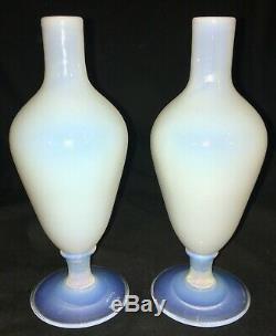 Pair 1920's Vintage French Sevres France Opalescent Art Glass Vases