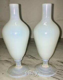 Pair 1920's Vintage French Sevres France Opalescent Art Glass Vases