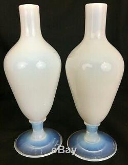 Pair 1920's Vintage French Sevres France Opalescent Art Glass Vases