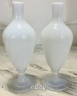 Pair 1920's Vintage French Sevres France Opalescent Art Glass Vases