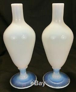 Pair 1920's Vintage French Sevres France Opalescent Art Glass Vases