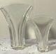 Pair Baccarat Crystal'Ginkgo' Vases Large 9 in, Smaller 7 in