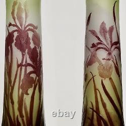 Pair Emile Galle Art nouveau Cameo Iris Vases