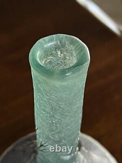 Pair Of 1920's French Andre Delatte Cameo Ice Blue Glass Bud Vases 8