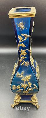 Pair Of French Glass Vases Signed Alphonse Giroux Paris, XIX Japanese influence