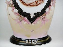 Pair Of Late 19th century French glass Vase decorated with a beautifully hand pa