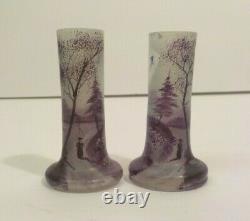 Pair Peynaud Type French Art Glass Miniature Cabinet Vases, c. 1910-1920