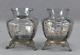 Pair of French Enamel Blue Floral & Gold Glass Brass Mounted Vases C. 1880-1900