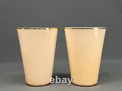 Pair of Vintage French Empire Style Pink Cased Glass 8 1/2 Vases 1950's