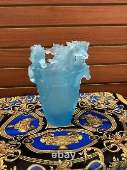Pate De Verre Nancy Daum Style Horse Vase Light Blue Ombré 16/1722cm Heavy 9lb