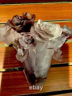 Pate De Verre Nancy Daum Style Rose Vase Heavy Glass Art Ombere 6.4lb