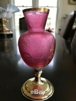 $ Price Drop! Daum Nancy Cameo Glass Art Nouveau Vase Sterling Base Signed