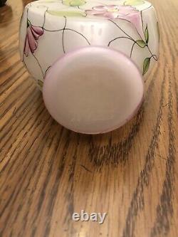 QVC Fenton Glass French Opalescent Vase Hand Painted Stained Glass Floral