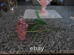 Quality Antique French Beaded Flowers With Leaves In Vase