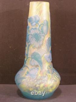 RARE 19 c Art Nouveau Daum Nancy MORNING GLORY French Cameo Acid Cut Glass Vase