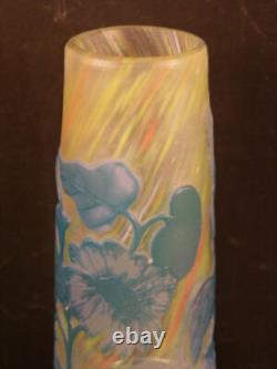 RARE 19 c Art Nouveau Daum Nancy MORNING GLORY French Cameo Acid Cut Glass Vase