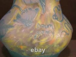 RARE 19 c Art Nouveau Daum Nancy MORNING GLORY French Cameo Acid Cut Glass Vase