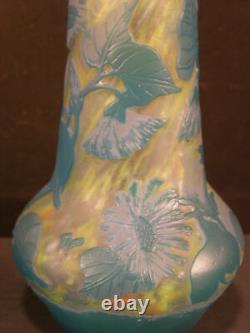 RARE 19 c Art Nouveau Daum Nancy MORNING GLORY French Cameo Acid Cut Glass Vase