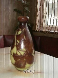 RARE ANTIQUE FRENCH CAMEO ART GLASS VASE BY A. DELATTE NANCY 1920's