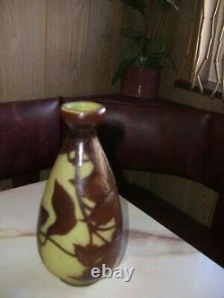 RARE ANTIQUE FRENCH CAMEO ART GLASS VASE BY A. DELATTE NANCY 1920's