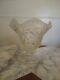 RARE Antique FRENCH White Opalescent SQUIRREL & ACORN Art Glass VASE Scales EAPG