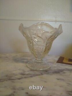 RARE Antique FRENCH White Opalescent SQUIRREL & ACORN Art Glass VASE Scales EAPG