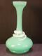 RARE Antique Victorian French Green Opaline Threaded Applied Snake Vase Uranium