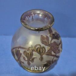 RARE Burgun Schverer & Co French Cameo Glass Vase Purple Floral