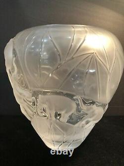 RARE Large 11 Lalique France Crystal Elephant Vase Borneo Mint Condition