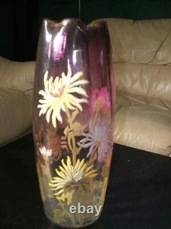 RARE MUSEUM QUALITY BURGUNDY FRENCH MONT JOYE VASE, MARKED ca 1900