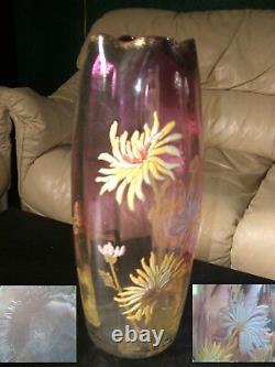 RARE MUSEUM QUALITY BURGUNDY FRENCH MONT JOYE VASE, MARKED ca 1900