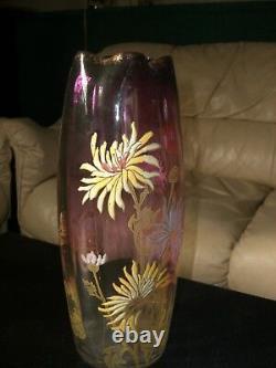 RARE MUSEUM QUALITY BURGUNDY FRENCH MONT JOYE VASE, MARKED ca 1900