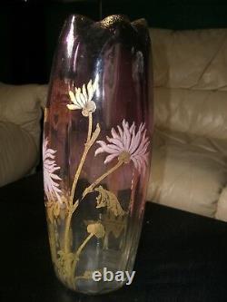 RARE MUSEUM QUALITY BURGUNDY FRENCH MONT JOYE VASE, MARKED ca 1900