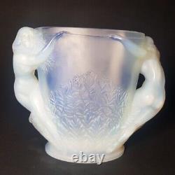 RARE Sabino French Art Deco Nude Female Opaline Glass Motif Vase 1930s