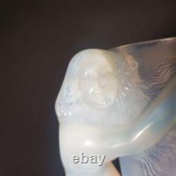 RARE Sabino French Art Deco Nude Female Opaline Glass Motif Vase 1930s