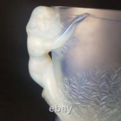 RARE Sabino French Art Deco Nude Female Opaline Glass Motif Vase 1930s