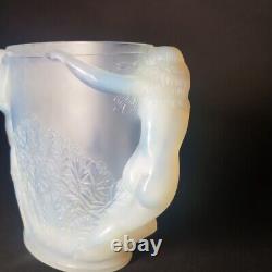 RARE Sabino French Art Deco Nude Female Opaline Glass Motif Vase 1930s