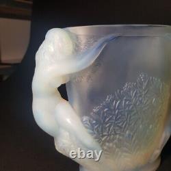 RARE Sabino French Art Deco Nude Female Opaline Glass Motif Vase 1930s