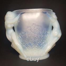 RARE Sabino French Art Deco Nude Female Opaline Glass Motif Vase 1930s