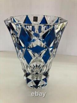 RARE! Saint-Louis Boulieu Blue Crystal Vase France 6.69in Opening 9.84in Tall JP