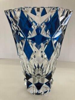 RARE! Saint-Louis Boulieu Blue Crystal Vase France 6.69in Opening 9.84in Tall JP