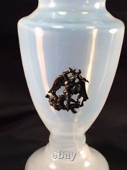 REDUCED French Opalescent Art Glass Vase Ormolu St George Slaying Dragon 1920's