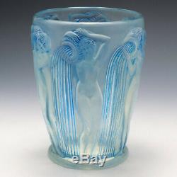 R Lalique Blue Stain Opalescent Danaides Vase Marcilhac 972